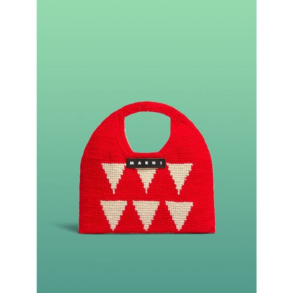 Marni Handbags - Marni Red and Cream Crochet Crossbody Bag